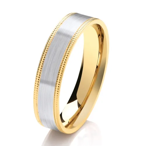 BiMetal Flat Court - Bevelled Edge Wedding Ring 